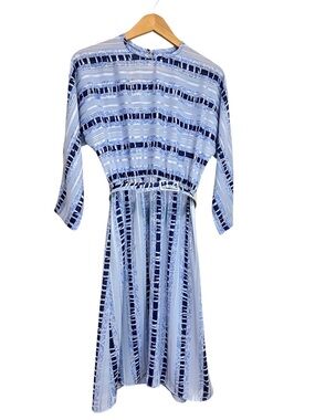 Vintage Zane Lightweight Blue Stripe Print Dress